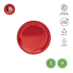 PLATO PLASTICO 23 CM ROJO R/1168R B/8 UD