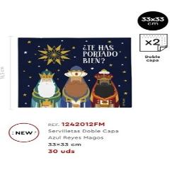 SERVILLETA 33X33 2CAPAS AZUL REYES MAGOS 30UD