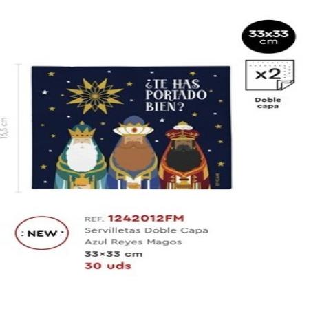 SERVILLETA 33X33 2CAPAS AZUL REYES MAGOS 30UD