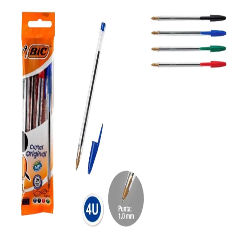 PP BOLIGRAFO BIC CRISTAL COLORES 1 MM PACK-5 UD