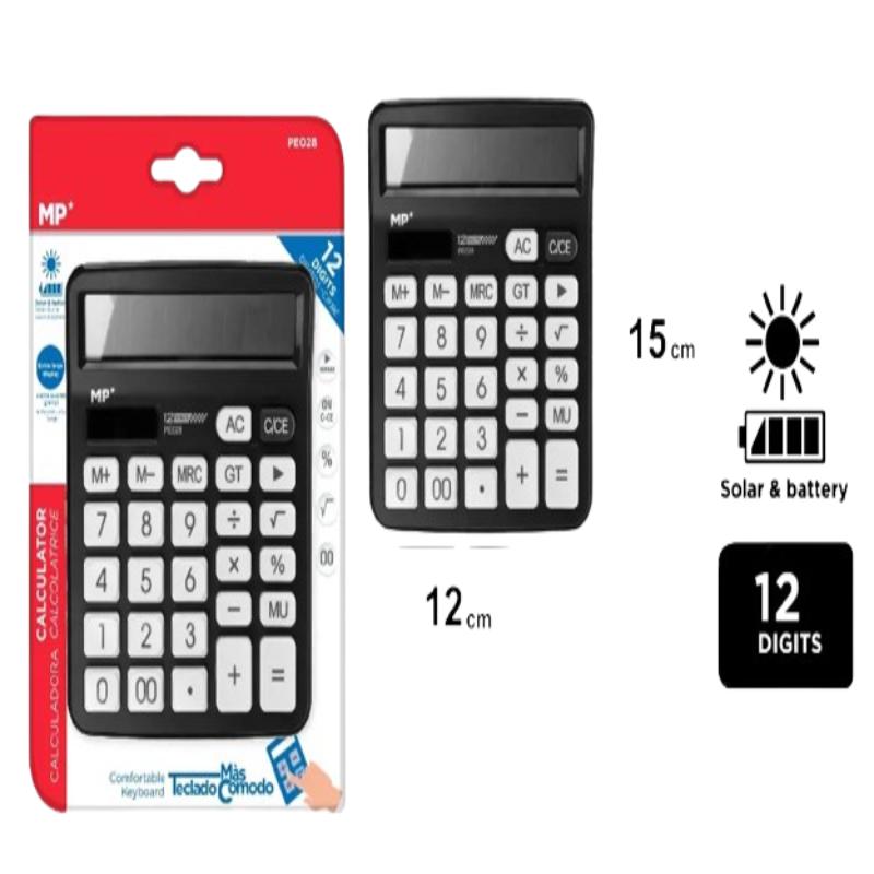 PP CALCULADORA MP SOLAR Y PILAS BLANCO/NEGRO UD