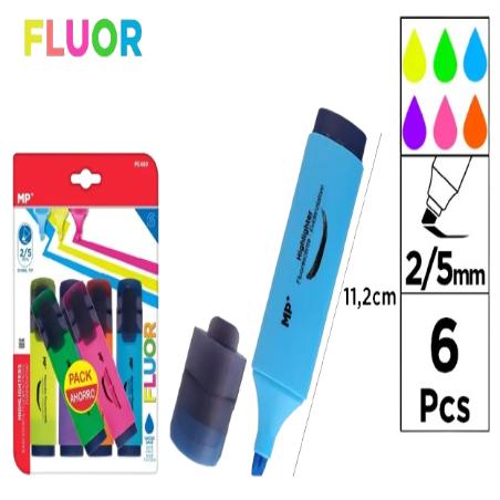 PP SUBRAYADOR MP FLUOR 2/5 MM PACK-6 UD