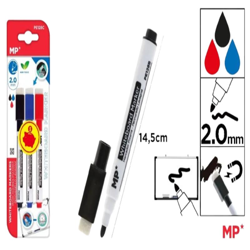 PP ROTULADOR MP BORRABLE PIZARRA COLOR PACK-3 UD