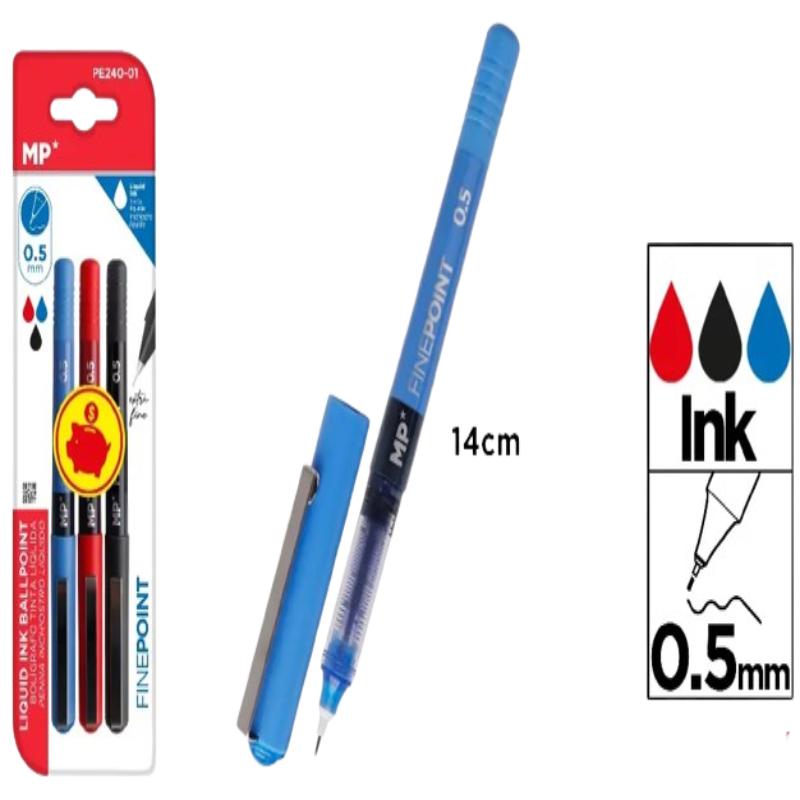 PP BOLIGRAFO MP 0,5MM AZUL-ROJO-NEGRO PACK-3 UD