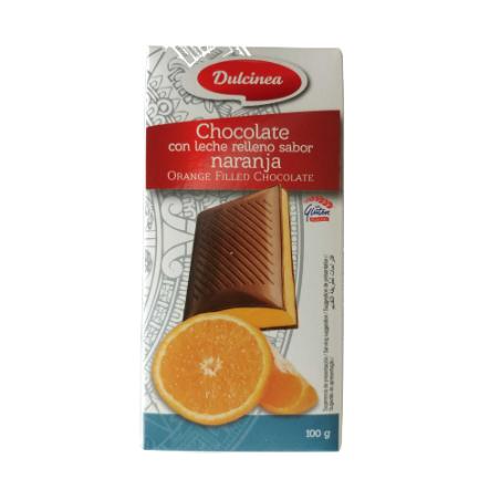 CHOCOLATE DULCINEA C/LECHE RELL. S/NARANJA T/100GR