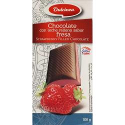 CHOCOLATE DULCINEA C/LECHE RELL. S/FRESA T/100GR