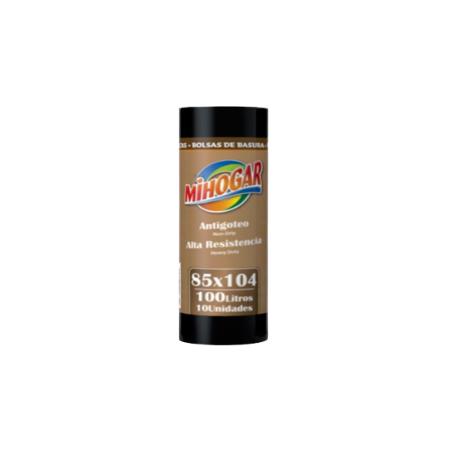 B/BASURA 85X104 S/ASA MIHOGAR NEGRA 100 L B/10 UD