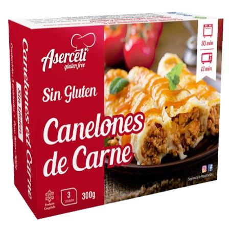 CANELONES CONG. CARNE S/GLUTEN ASERCELI 3U 300GR. 