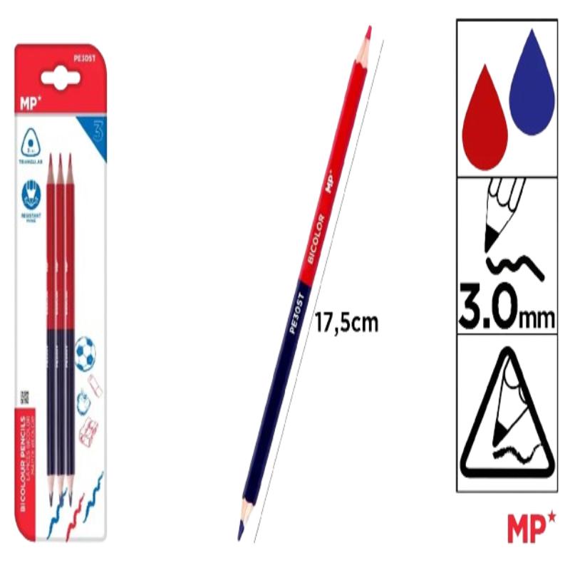 PP LAPIZ MP ROJO-AZUL FINO 3 MM PACK-3 UD