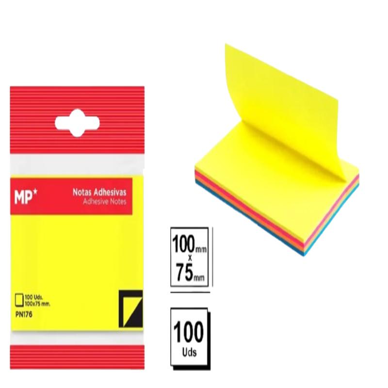 PP NOTAS MP COLOR SURTIDAS 100X75 MM P/100 UD