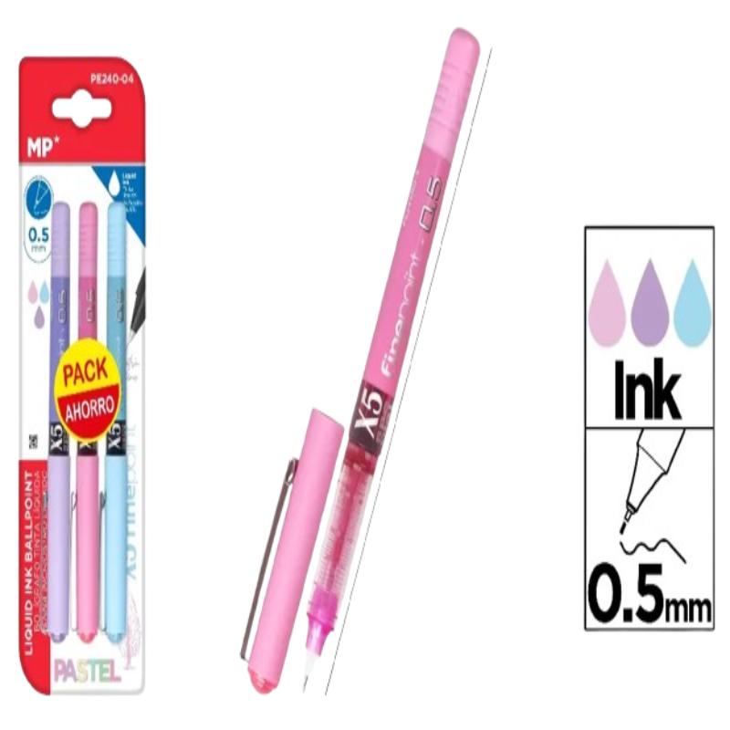 PP BOLIGRAFO MP 0,5MM COLOR PASTEL PACK-3 UD