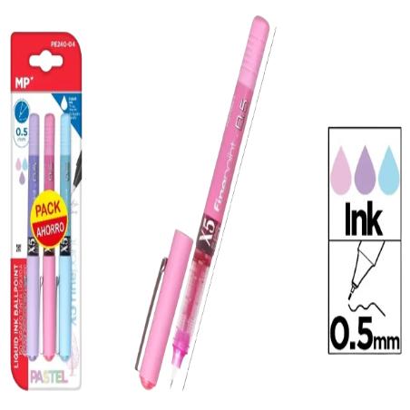 PP BOLIGRAFO MP 0,5MM COLOR PASTEL PACK-3 UD