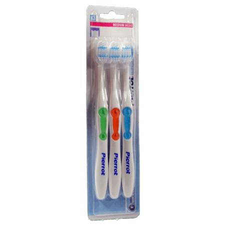 CEPILLO DENTAL PIERROT COLOR MEDIO PACK-3 UD