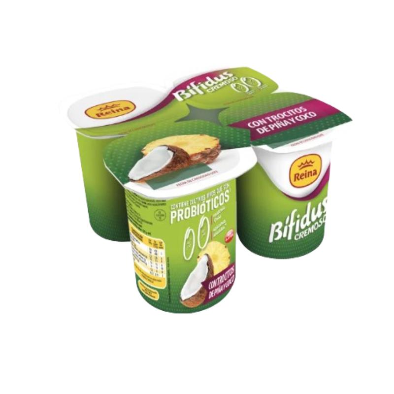 POSTRES REINA BIFIDUS PIÑA-COCO 0% 0% PACK-4 UD