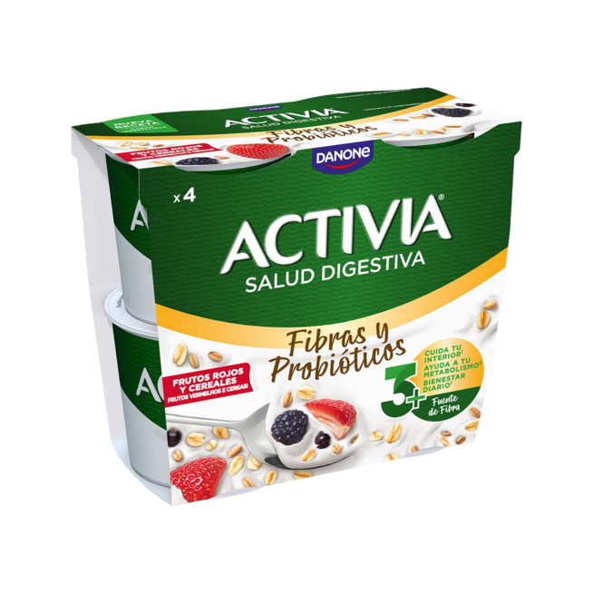 DANONE ACTIVIA FIBRA C/F.ROJOS PACK4X115GR.
