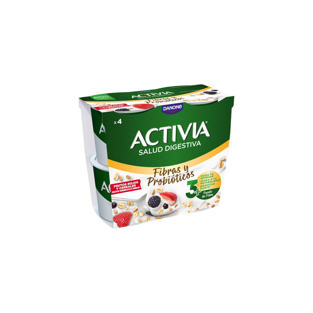 DANONE ACTIVIA FIBRA C/F.ROJOS PACK4X115GR.