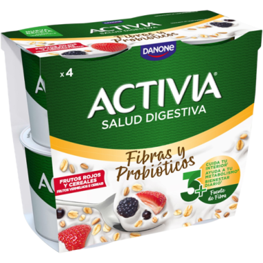 DANONE ACTIVIA FIBRA C/F.ROJOS PACK4X115GR.