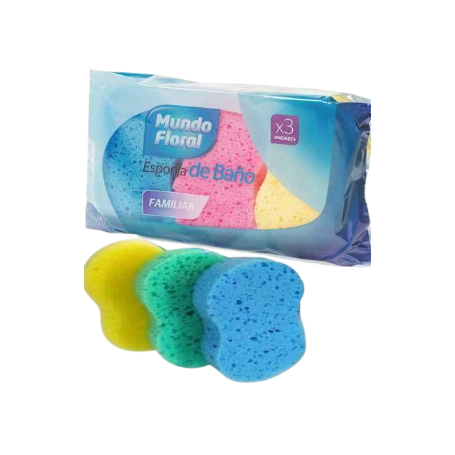 ESPONJA BAÑO MUNDOFLORAL OVALADA PACK-3 UD