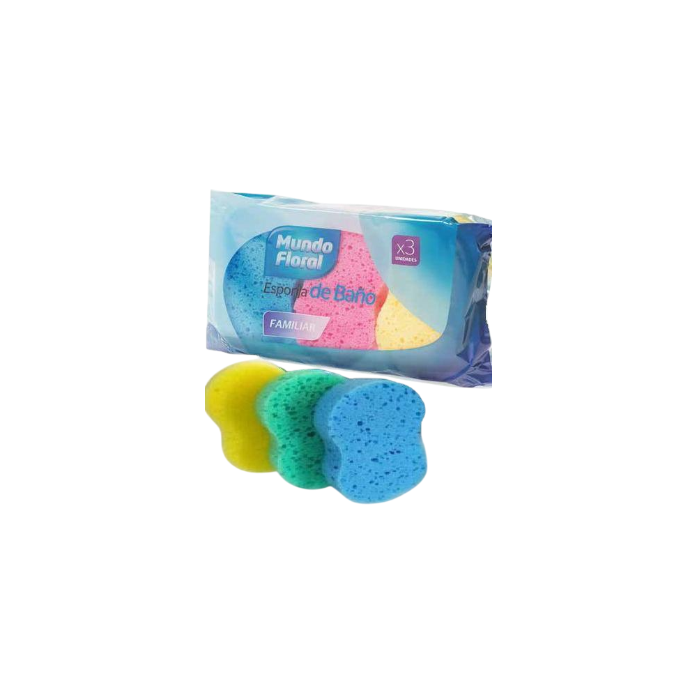 ESPONJA BAÑO MUNDOFLORAL OVALADA PACK-3 UD