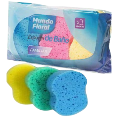 ESPONJA BAÑO MUNDOFLORAL OVALADA PACK-3 UD