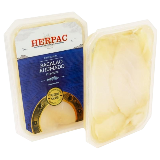 HERPAC BACALAO AHUMADO/ACEITE BANDEJA 550 GR