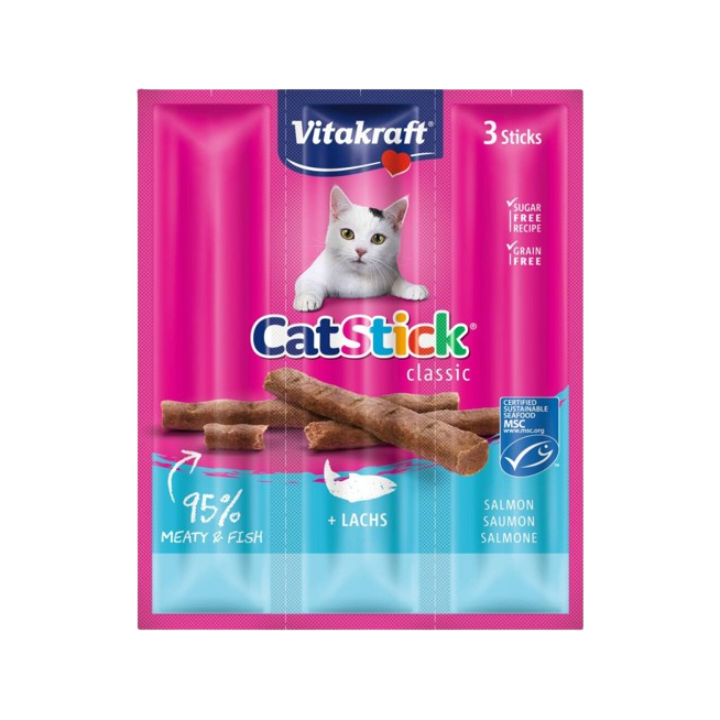 VITAKRAFT SNACK GATOS STICK MINI SALMON B/3UD