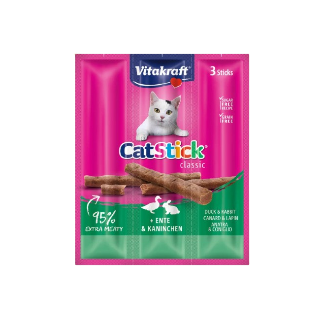 VITAKRAFT SNACK GATOS STICK MINI PATO/CONEJO B/3UD