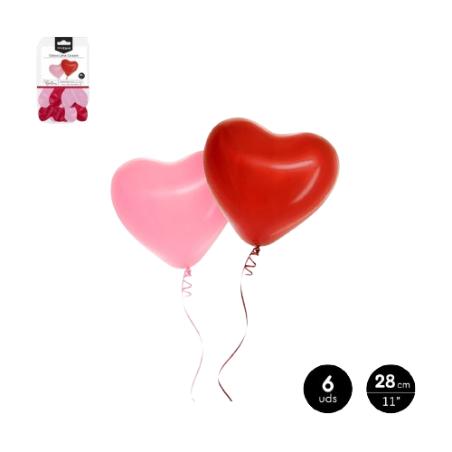 SET GLOBO ROJO Y ROSA SAN VALENTIN 28CM 6UD