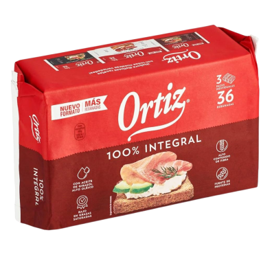 BISCOTTE INTEGRAL 100% ORTIZ P/36 REBANADAS
