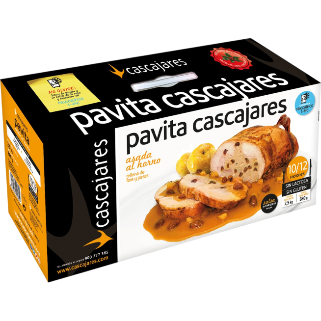 CAS.PAVITA RELLENA FOIE Y PASAS 10/12.RACIONES
