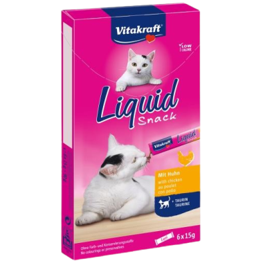 VITAKRAFT SNACK LIQUIDO POLLO TAURINA GATOS P/6UD
