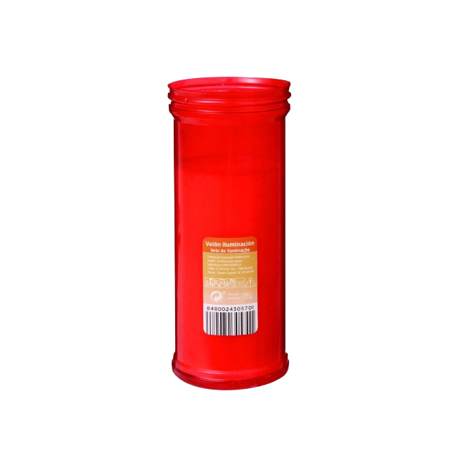 VELON ILUMINACION PARAFINA ROJO 150X57MM