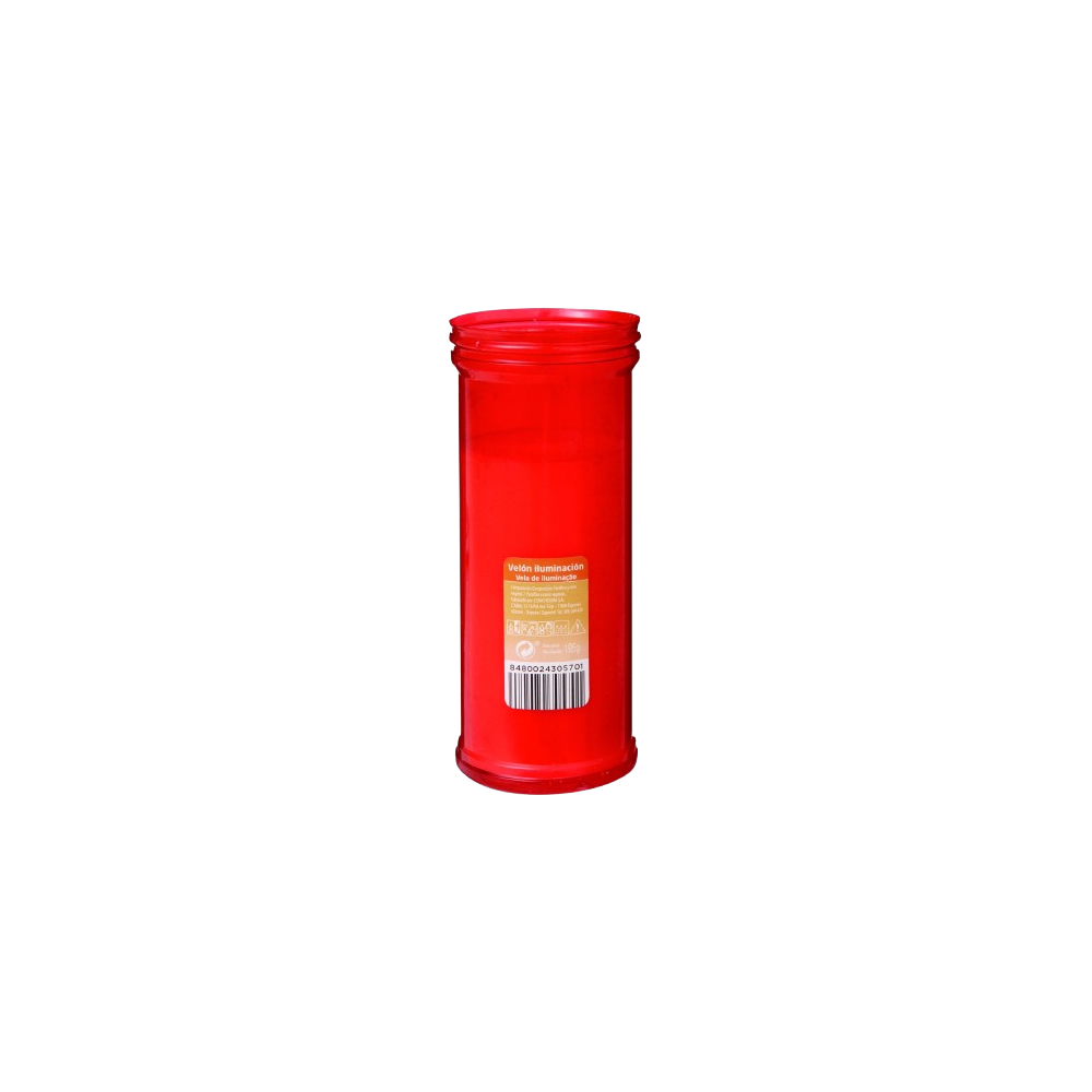 VELON ILUMINACION PARAFINA ROJO 150X57MM