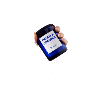 VELA AMBIENT. VASO C/TAPA AZUL OCEAN & COCONUT