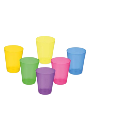VASO PLASTICO CUBATA ANCHO COLORES 480CC P/4UD