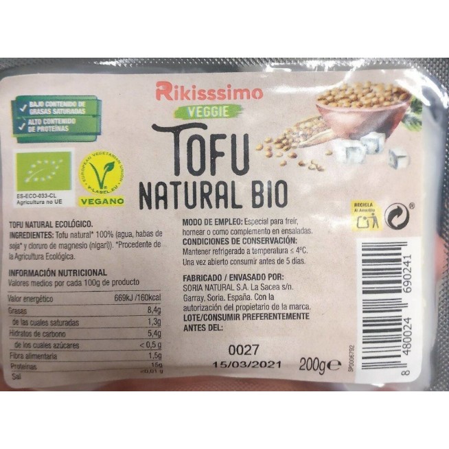 TOFU RIKISSIMO NATURAL BIO P/200 GR