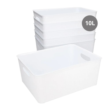 CESTO ORGANIZADOR PLASTICO 10 LITROS BLANCO
