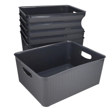 CESTO ORGANIZADOR PLASTICO 14 LITROS GRIS