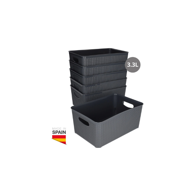 CESTO ORGANIZADOR PLASTICO 3,3 LITRO GRIS