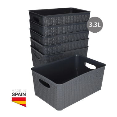 CESTO ORGANIZADOR PLASTICO 3,3 LITRO GRIS
