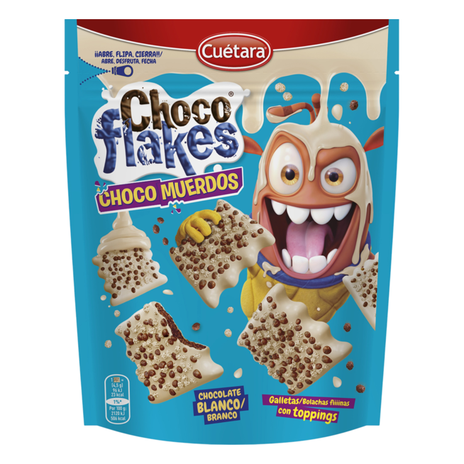 GALLETA CUETARA FLAKES CHOCO MUERDOS BLANCO B/70GR