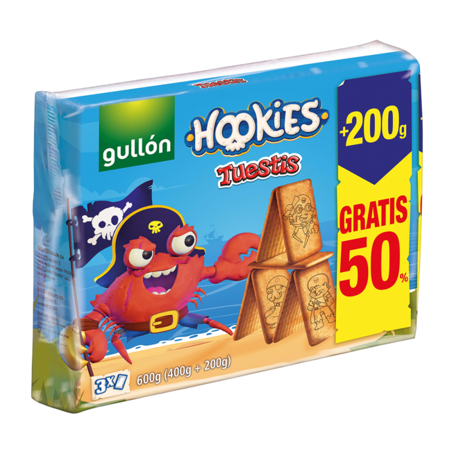 GALLETAS GULLON TUESTIS HOOKIES P/400+200 G
