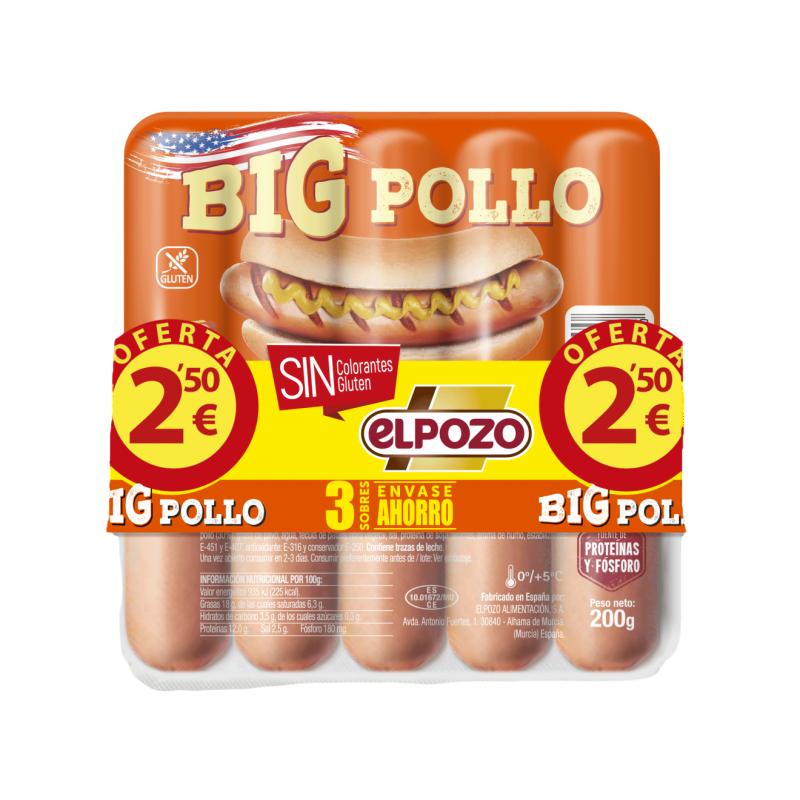 SALCHICHA E/POZO BIG POLLO C/14236 P/3X200G(2,5€)