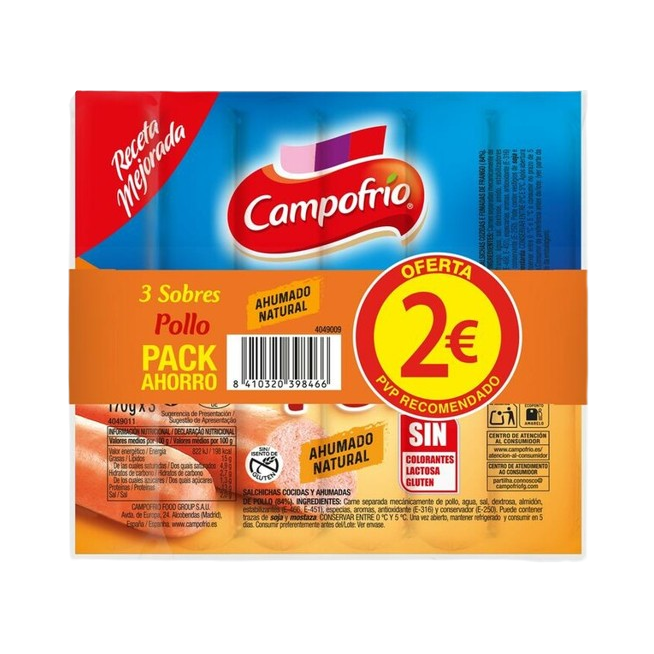 SALCH.C/39846 POLLO CAMPOFRIO  P/3X170GR (2€)