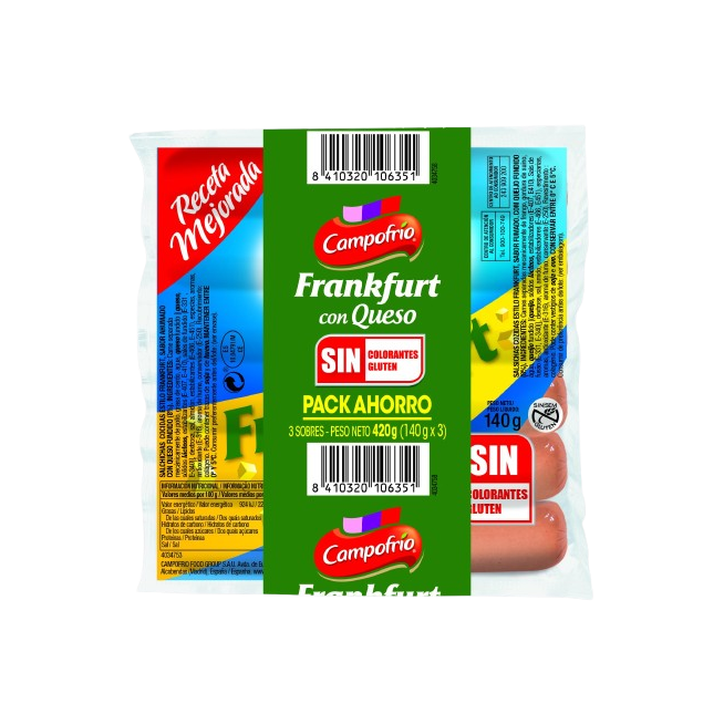 SALCH. FRANKFURT CAMPOFRIO QUESO C/39947 B/140 GR