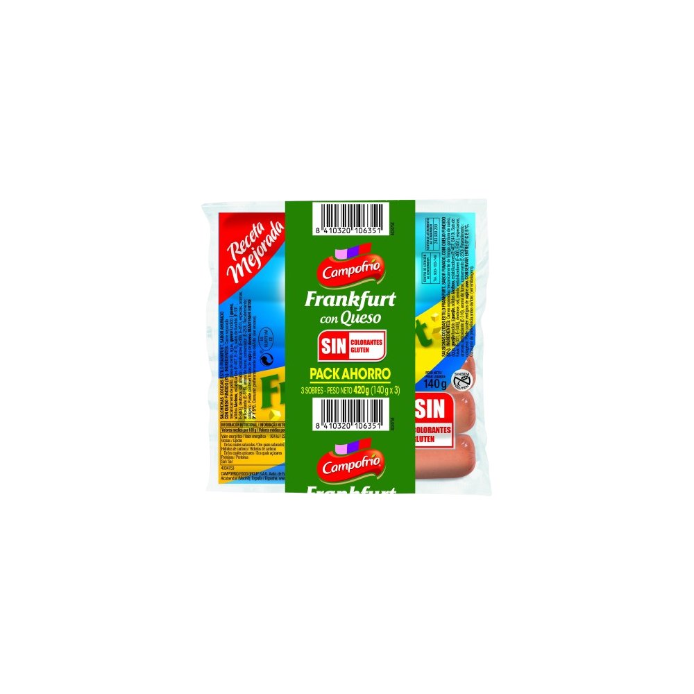 SALCH. FRANKFURT CAMPOFRIO QUESO C/39947 B/140 GR