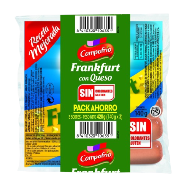 SALCH. FRANKFURT CAMPOFRIO QUESO C/39947 B/140 GR