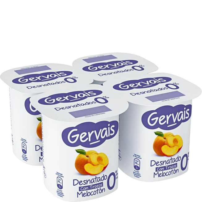 GERVAIS DESNATADO 0% CON MELOCOTON  P/4 UDS