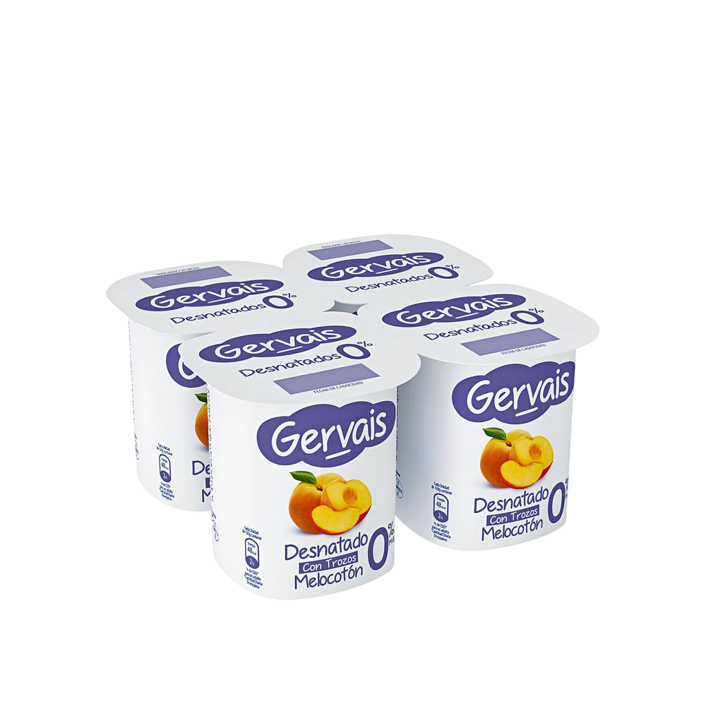GERVAIS DESNATADO 0% CON MELOCOTON  P/4 UDS