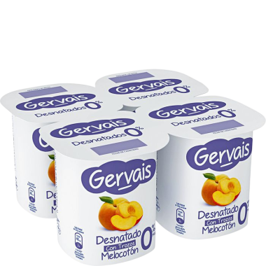 GERVAIS DESNATADO 0% CON MELOCOTON  P/4 UDS